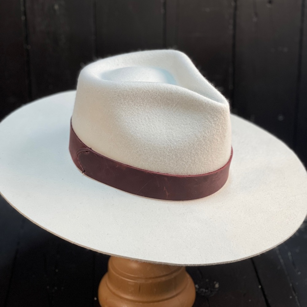 White hat, hand made fur felt custom hat, custom